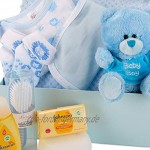Baby Box Shop Baby Shower Baby Party Geschenke und das Notwen-digste für Neugeborene Neugeborenen Set Jungen – Teddybär und blaue Aufbewahrungsbox inklusive Baby Geschenk Junge