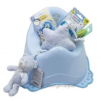 Baby Geschenkkorb Junge Geschenk für Geburt oder Taufe blau Klein