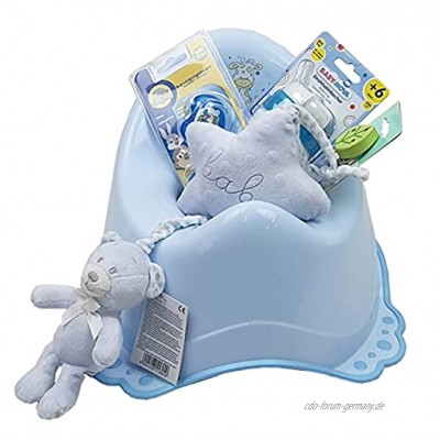 Baby Geschenkkorb Junge Geschenk für Geburt oder Taufe blau Klein