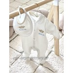 Baby Geschenkset mit Namen personalisiert Junge Baby Erstlingsset aus Decke Strampler Lätzchen Mütze und Fäustlinge- Homecoming Outfit