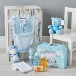 Baby Gift Set Blue Hamper Full of Baby Products in Baby Boy Keepsake Box