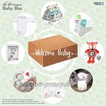 Kelzia Geschenkbox für Neugeborene Willkommensgeschenk mit Baumwollkleidung biologisch abbaubaren Windeln Plüschtier Bilderrahmen und mehr vegan antiallergische Baumwolle Unisex Box 1