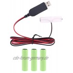 Rcevbocc Batteriedatenkabel LR6 AA Batterie-Eliminator-USB-Stromversorgungskabel Ersetzen Sie 1-4 Stück 1,5 V AA-Batterie USB AA-Batterie-Eliminator-Kabel