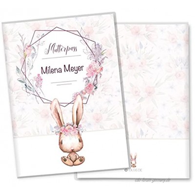Mutterpasshülle 3-teilig Cute Bunny Hase schöne Geschenkidee Schutzhülle personalisierbar mit Namen Mutterpass personalisiert Romy