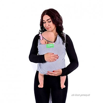 LULANDO Elastisches Babytragetuch 5.2 x 0.55 m Tragetuch für Neugeborene und Säuglinge. Praktische Babytrage Tragehilfe aus 100% weicher und atmungsaktiver Baumwolle. Farbe: Light Grey