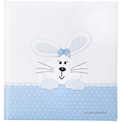 goldbuch Babyalbum Bunny Blue 30 x 31 cm 60 weiße Seiten 4 illustrierte Seiten Pergamin-Trennblätter Leinenstruktur Weiß Blau 15127