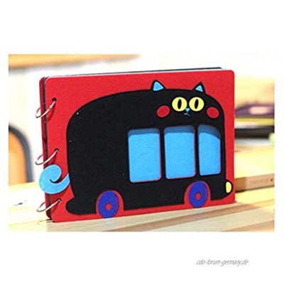 SFGH Cartoon-Filz-Fotoalbum Hand-Paste-Sammelalbum Baby-Wachstum-Gedenkpaar-Reise-Erinnerungen Color : Red Geek Bus