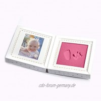 Abdruckset     BABYFOOTPRINT KIT     Klapp-Box gefüllt mit orthopädischem Trittschaum + 1 Fenster für Foto     Hand- und Fuß-Abdruckset     einfach trocken und sauber in der Anwendung Pink
