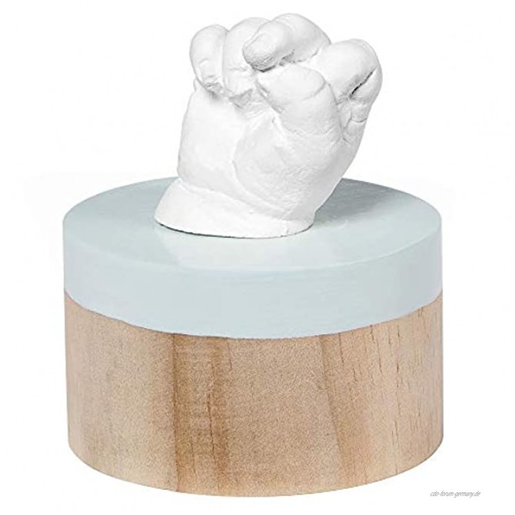 Baby Art Hochwertiges Podest aus Holz inkl. 3D Gipsabdruck Set zum Selbermachen einfach und schnell für Handabdruck oder Fußabdruck Ihres Babys My Very First 3D Sculpture on stand crystalline