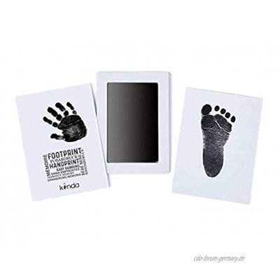 Baby Fuß- oder Hand-Abdruckset"CleanTouch" von kiinda | Stempelkissen mit 2 hochwertigen Druckkarten | Inkless Babyhaut kommt nicht mit Farbe in Berührung schwarz