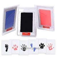 BESTBEBE 3 Pack Clean-Touch-Stempelkissen Handabdruck und Fußabdruck für Neugeborene Denkmal für Hunde Haustiere Tintenset mit Tierpfotenabdruck Tierfreundlich Schwarz Rosa Blau