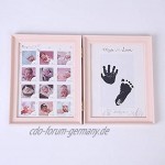 N-R Fotoalbum für Kleinkinder Baby Handabdruck Fußabdruck erstes Jahr zum Selbermachen Familienfotorahmen Blau