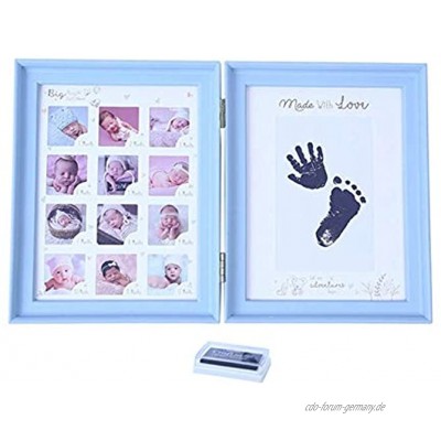 N-R Fotoalbum für Kleinkinder Baby Handabdruck Fußabdruck erstes Jahr zum Selbermachen Familienfotorahmen Blau