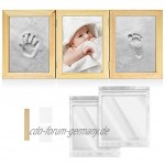 Navaris Baby Bilderrahmen mit Gipsabdruck 220 x 170 x 66 mm Rahmen für Handabdruck Fußabdruck Abdruckset für Hände und Füße Fotorahmen