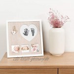 Navaris Baby Bilderrahmen mit Handabdruck und Fussabdruck 29 x 28 x 1,2 cm Rahmen Abdruckset für Hände und Füße Fotorahmen