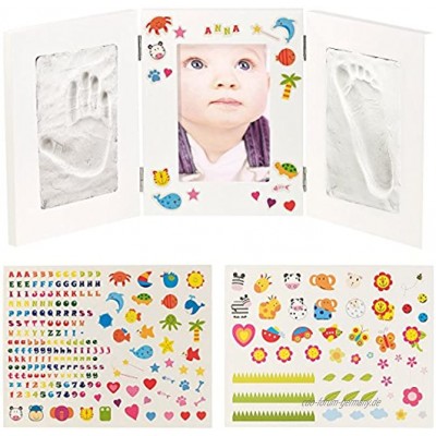 Your Design Baby Abdruck: 3-teiliger Rahmen für Babyfoto und 2 Gipsabdrücke 48,5 x 21 cm Fußabdruck-Bilderrahmen