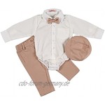 Cocolina4kids Taufanzug Baby Jungen Anzug mit Sakko Karo Beige Festanzug Taufset