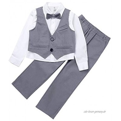 iiniim 3tlg. Säuglingskleinkind Jungen Baby Bekleidungsset T-Shirt+Weste+Hose Gentleman Anzug für Babys Taufe Hochzeit Festzug