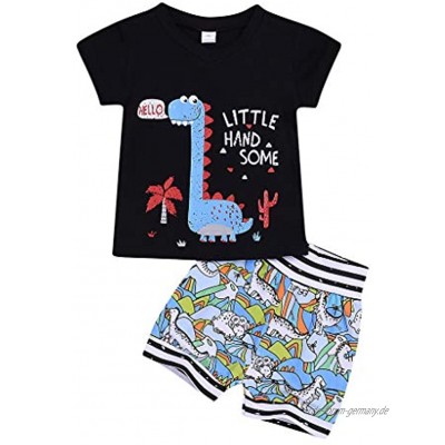 Jungs Set Kleinkind Cartoon Brief drucken T-Shirt Tops gestreiften Shorts Outfits