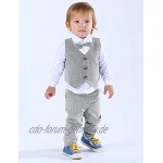 mintgreen Baby Junge Gentleman Anzug Set Weiß Shirt mit Fliege+Weste+Hose+Baskenmützen 4pcs Kleidung Größe:1-4 Jahre