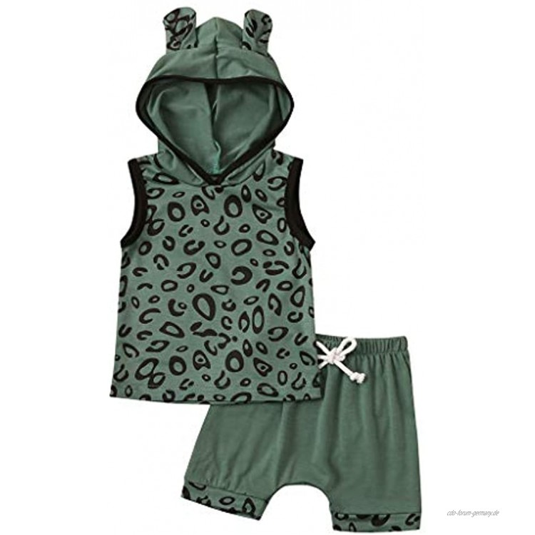 Säugling Baby Mädchen Jungen Leopard Drucken T-Shirt Mit Kapuze Tops Kurz Outfits