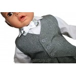 Taufanzug Baby Junge Kinder Kind Taufe Anzug Hochzeit Anzüge Festanzug 4tlg K14 3 Grau-Weiß