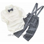 ULEEMARK Baby Jungen Bekleidung Set Kleidung Baumwolle Hemd Hose Hosenträger Taufanzug Gentleman Anzug Fliege Kinderbekleidung
