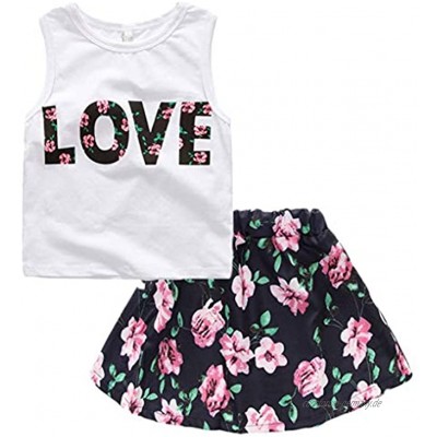 Yihaifu Baby Mädchen Liebe Blume T-Shirt Weste Rock Mädchen Tops Weste Floral Rock Kinder Blumen Outfits