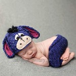 Yihaifu Marine-Blau-Karikatur-Tiere handgemachte Häkelarbeit Wolle Newborn Foto Strick Foto Outfits Prop für Neugeborenes Baby