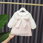 DIAOD Herbstmädchens süßes Mesh langärmeliges Kariertes Kleid Kind Bowknot Prinzessin Kleid Kinder Color : Pink Size : 18M