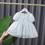 DIAOD Sommer Mädchen Süße Bowknot Kurzarm Kleid Spitze Temperament Fairy Prinzessin Kleid Kinder Size : 100