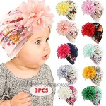 Goosuny 3 Stück Baby Mütze Turban Blumen Stirnbänder Baumwolle Elastische Haarband Kleinkind Haar Bogen Fliege Haarreifen Head Wrap Mädchen Neugeboren für 0-3 Jahre