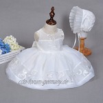 Happy Cherry Baby Taufkleid Geschenk Set für Babymädchen Kleid & Mütze für die Körpergröße 56-90cm0-24 Monate Weiß