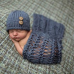HO-TBO Baby Foto Requisiten Baby-Foto Wrapped Blanket Hat Woven Blanket Fotostudio Foto-Stütze Blanket Foto Posing Requisiten Color : Blue Size : 0-6 Months