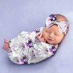 JERFER Neugeborenes Baby Fotografie Requisiten Wickeln Decke Gedruckt Wickeln Stirnband 2St Passen