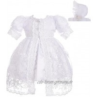 Lito Angels Baby Mädchen Taufkleid Taufkleidung Taufe Kleid mit Spitze Cape und Haube Taufhaube Größe 6-12 Monate 74 80 Weiß