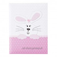 goldbuch Babytagebuch Bunny Pink 21 x 28 cm 44 illustrierte Seiten Leinenstruktur mit Applikation Weiß Rosa 11126