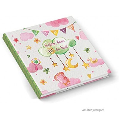 Logbuch-Verlag leeres Babytagebuch SCHÖN DASS DU DA BIST rosa grün Geschenk zur Geburt Taufe Baby Mädchen Junge Tagebuch Erinnerungsalbum blanko Buch
