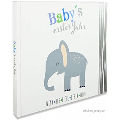 Pandawal Mein erstes Jahr Babyalbum Babys erstes Jahr dein wunderschönes Erinnerungsbuch zum einkleben Ideal als Geschenk zur Geburt Fotoalbum Baby Junge Silber Album