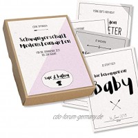 Schwangerschaft-Meilensteinkarten 31 geschlechtsneutrale Meilensteine für die Schwangerschaft in Erinnerungsbox aus Kraftpapier Sue & Balou