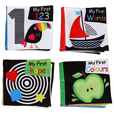 TOYANDONA 4Pcs Pädagogisches Baby Tuch Bücher Weichen Tuch Buch Säuglings Schiefen Bücher  Farbe Sortiert