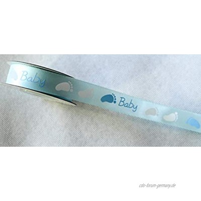 CaPiSo 10m Satinband 15mm Feet Motivband Baby Taufe Geburt Windeltorte 10m 15mm Blau