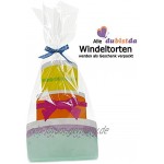 dubistda© Windeltorte Zwillinge Bärenbrüder inkl. 2x Teddybär Spieluhren | Geschenk für Zwillinge zur Geburt 50-teilig blau blau