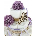 Premium Baby Windeltorte | Vintage Stil 3-stöckig mit Blumen in violett | perfektes Mädchen Geschenk zur Geburt Taufe Babyparty