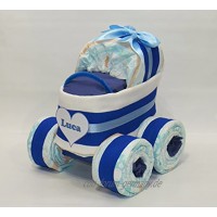 Windeltorte Windelkinderwagen XL-Reifen"Herz" blau