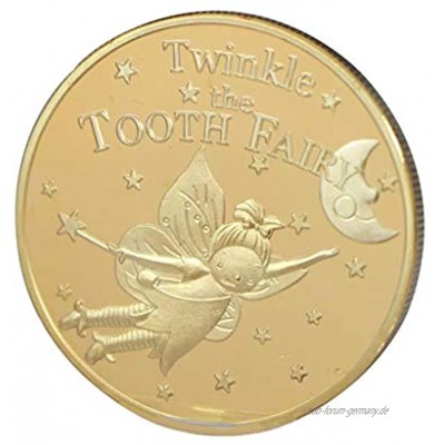 kdjsic Gold versilbert Twinkle Tooth Fairy Coin Collection Souvenir Herausforderung Kinder Baby Zähne Wachstum Geschenke