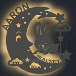 LAUBLUST Schlummerlicht Mond-Hase Personalisiertes Baby-Geschenk zur Geburt & Taufe LED Beleuchtung | Mausgrau
