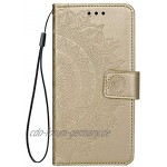 Uposao Kompatibel mit Samsung Galaxy A21S Handyhülle Leder Hülle 3D Mandala Blume Muster Brieftasche Klapphülle Flip Case Schutzhülle Ständer PU Ledertasche Magnet Kartenfach,Gold