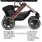ABC Design 2in1 Kinderwagen Salsa 4 Air – Kombikinderwagen für Neugeborene & Babys – inkl. Sportsitz Buggy & Babywanne – Radfederung & Luftreifen – Farbe: rose gold