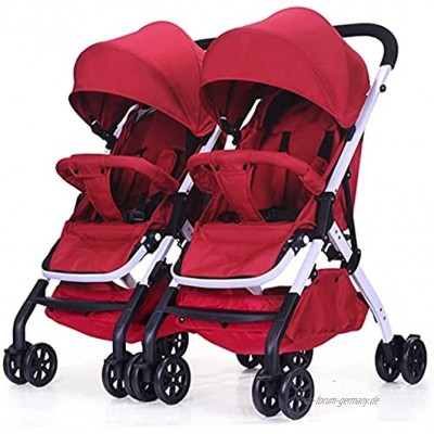 Baby-Kinderwagen für Neugeborene Kleinkinder 2 Stück abnehmbar verstellbar faltbar für Outdoor-Aktivitäten im Auto leicht sicher Farbe: Rot